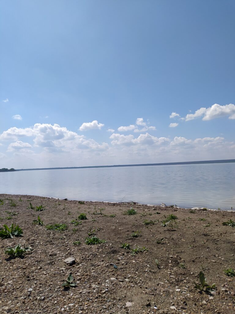 Plaja, vedere spre lacul Costești